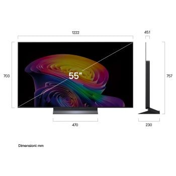 Immagine dimensioni TV OLED55C65LA 2026